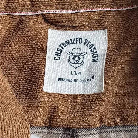 Dubinik Flannel Customized Version Brown Plaid Button Up Classic Warm Men's L - Picture 8 of 12